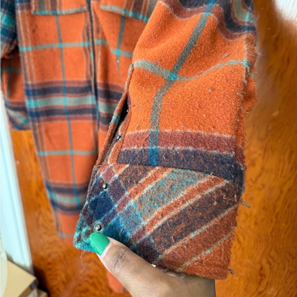 Free People Orange Plaid Jacket - Picture 2 of 8